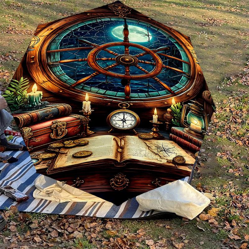 1PC Pirate Treasure Umbrella-8-Rib Reinforced, Automatic Open, Lightweight & Durable, Fashion Accessory for Outdoor, J0339
