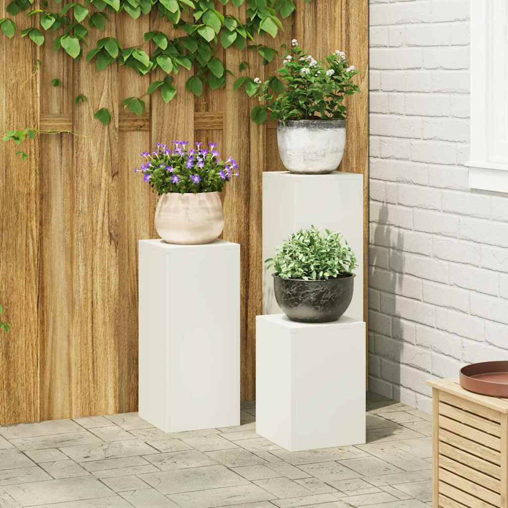 Plant Stand Set 3 Pcs White Steel