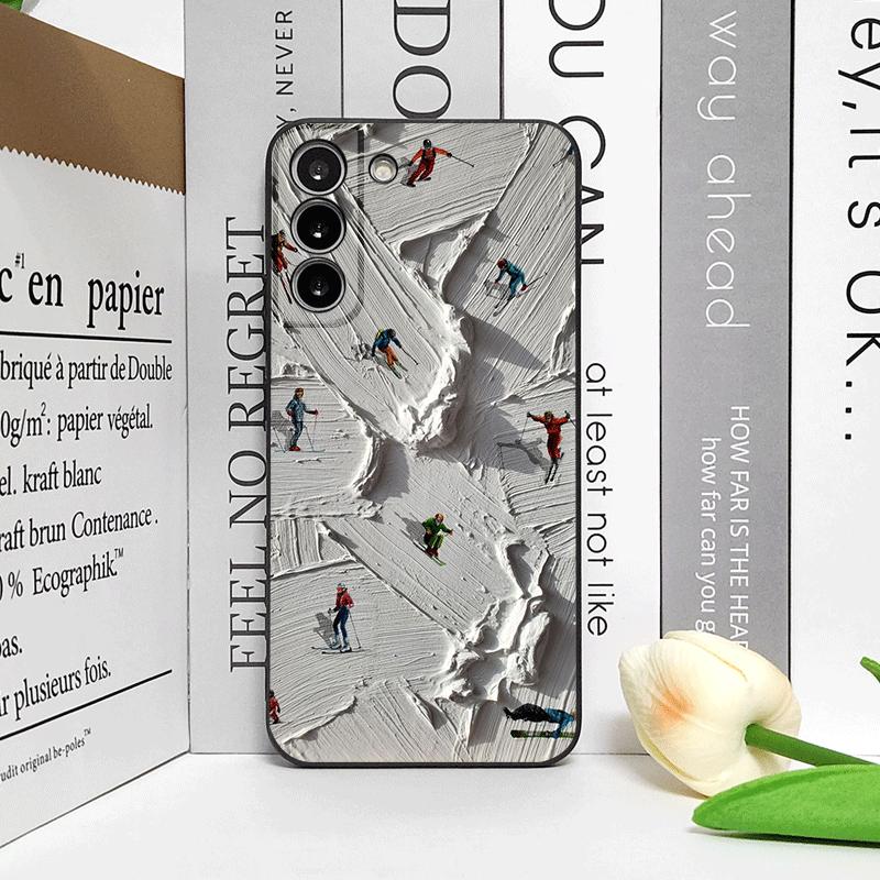 Oil Painting of Snow Scene Skiing Pattern Phone Case for OPPO Realme 14 Pro Plus 13+ 12 Lite 11 10 9 X7 PRO Ultra 5G Soft Cover