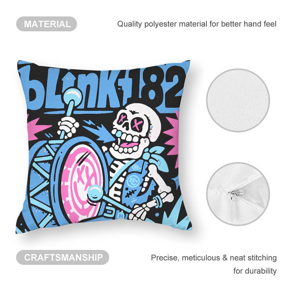 Punkband B-Blink-182 Kissenbezug Quadratisch Doppelseitiger Druck Kissenhülle Für Sofa Heim Schlafzimmer Dekoration Geschenk