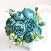 Artificial Flowers Retro Silk Rose Bouquet Hydrangea Peony Flowers Vintage Bride Holding Home Wedding Decoration Accessories