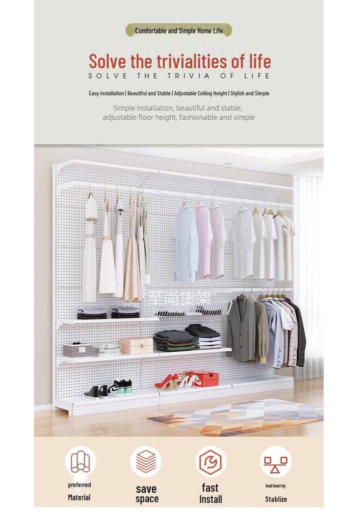 Internet Celebrity Clothing Rack: Open Wardrobe & Storage Cabinet for Home or Rental Spaces