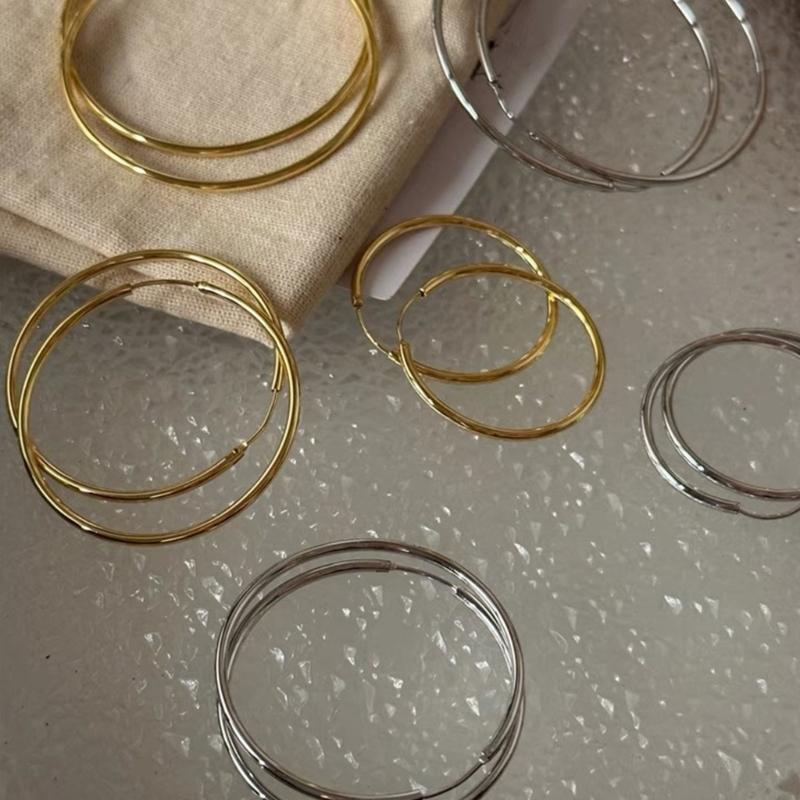 Stainless Steel Round Earrings Elegant Cartilage Huggie Hoop Earring Lightweight Geometric Ear Rings Women Accessories