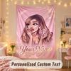 Benutzerdefinierte Personalisierte Wandteppich, Ariana Grande Druck Benutzerdefinierter Name Text Wandkunst Hängend für Schlafzimmer