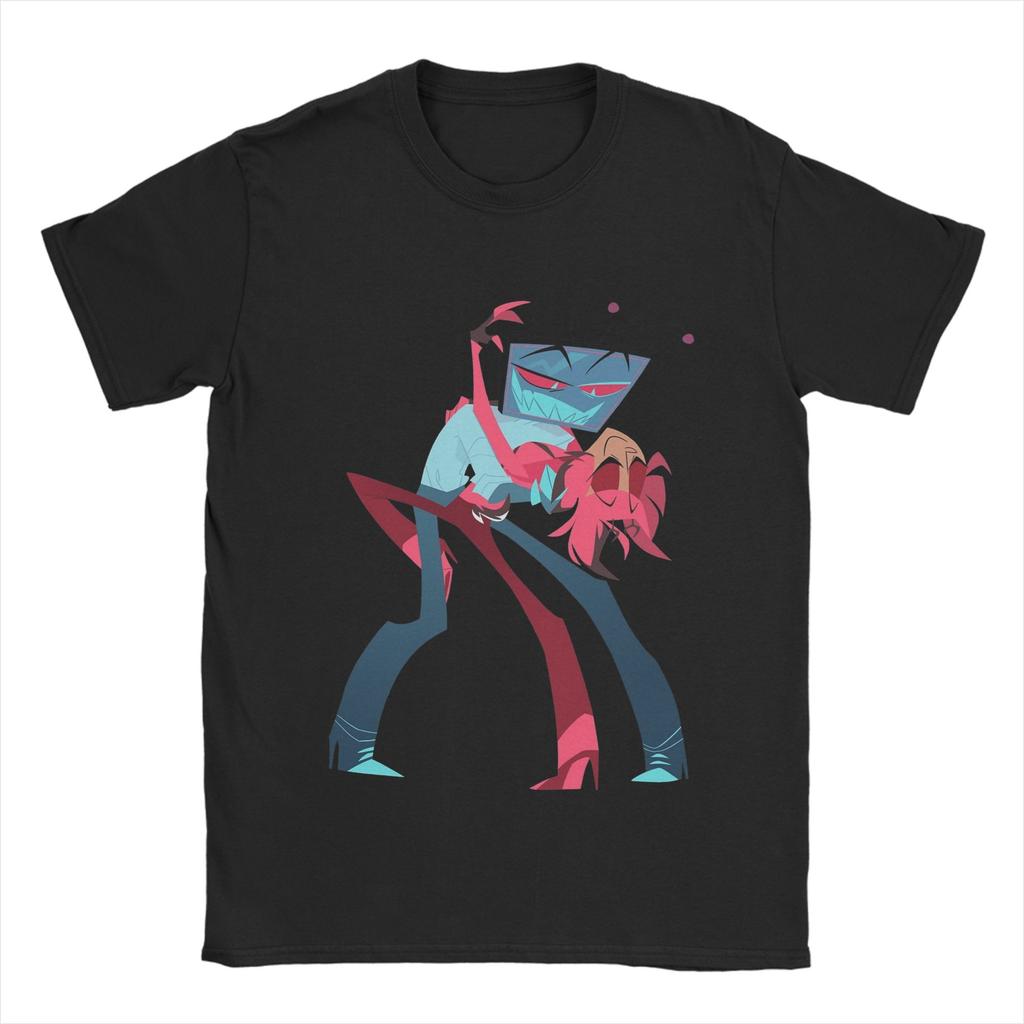 Casual Vox Alastor Dance Hazbined Hoteled T-Shirt Men Crewneck Pure Cotton T Shirt Short Sleeve Tee Shirt Summer Clothing