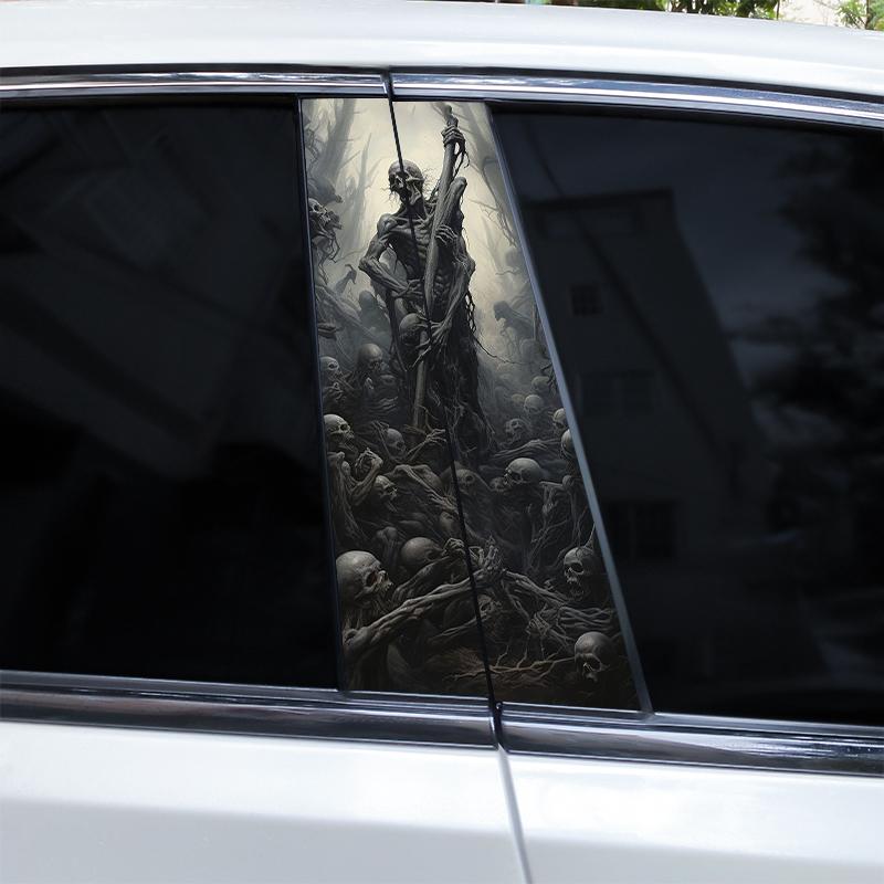 2 Stück Sensenmann Aufkleber Auto B-Säulen Aufkleber DIY Vinyl Wasserdicht Auto Türsäulen Aufkleber Geeignet für die meisten Auto-Mittelpfosten