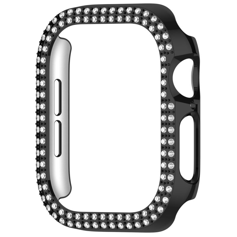 Bling PC Case For Apple Watch10 42mm 46mm Double Row Diamond Crystal iWatch Series 10 PC Protective Cover Watch Strap Protector Band