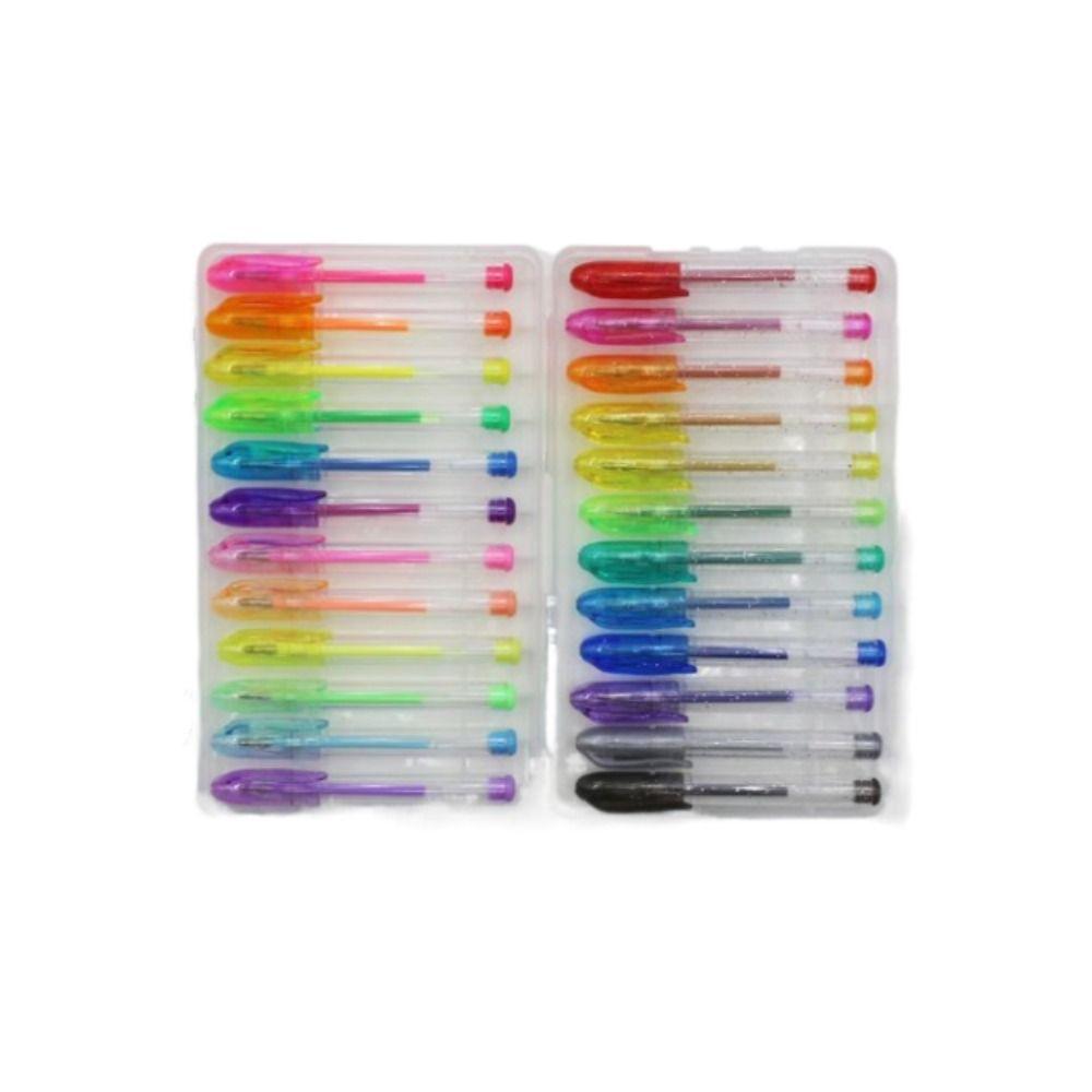 

24 Pack Mini Glitter Gel Pen Plastic Coloring Books Office