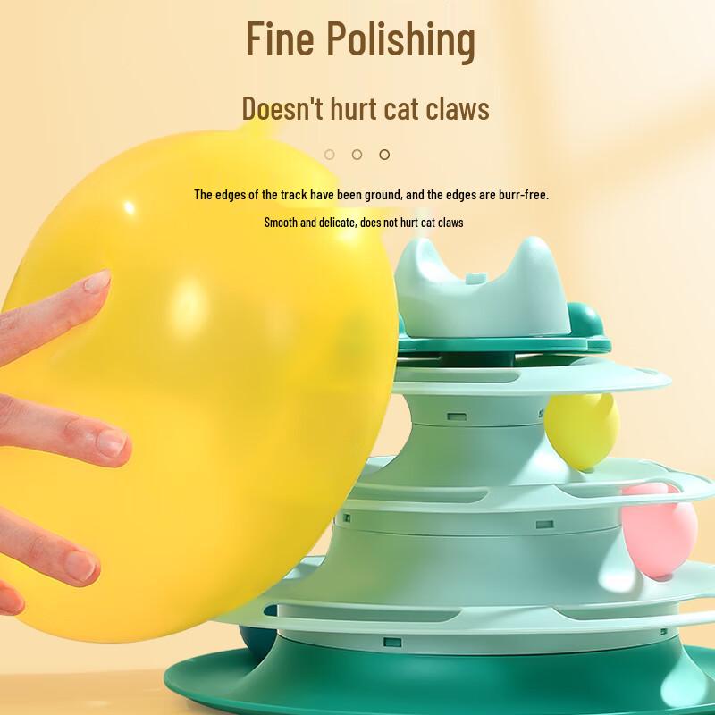 JiHang Cat Toy Multi-Layer Rotating Ball Tower with Feather Teaser