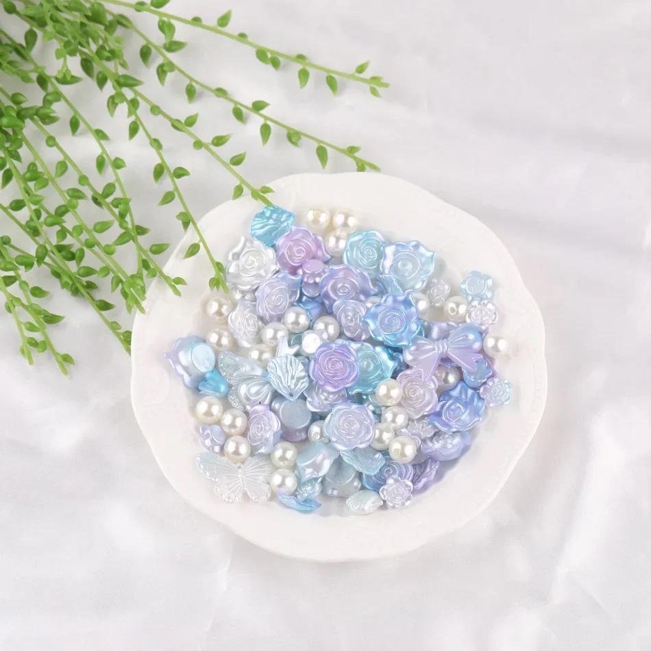 50g Baroque Beautiful Color Bow Butterfly Flower Pearl Material Pack Girl DIY Handmade Cream Gel Phone Case Hairpin Decoration