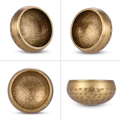Tibetan Singing Bowl, Brass Meditation Bowl with Wooden Mallet, Traditional Striking Set for Yoga and Mindfulness (s)
