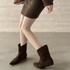Inner heightening pile short boots women's shoes 2025 spring and autumn single boots pointed khaki with skirt high heel thin boots