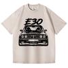 Retro Vasket Vintage T-skjorte E30 Bil 100% Bomull T-skjorte Fleece Tykk Varm Dame Herre Hip Hop Trykket Rund hals T-skjorte