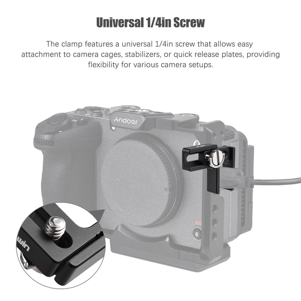 JLwin Camera Cage Cable Clamp Universal Cable Clamp Clip Aluminum Alloy with 1/4in Screw Mount for