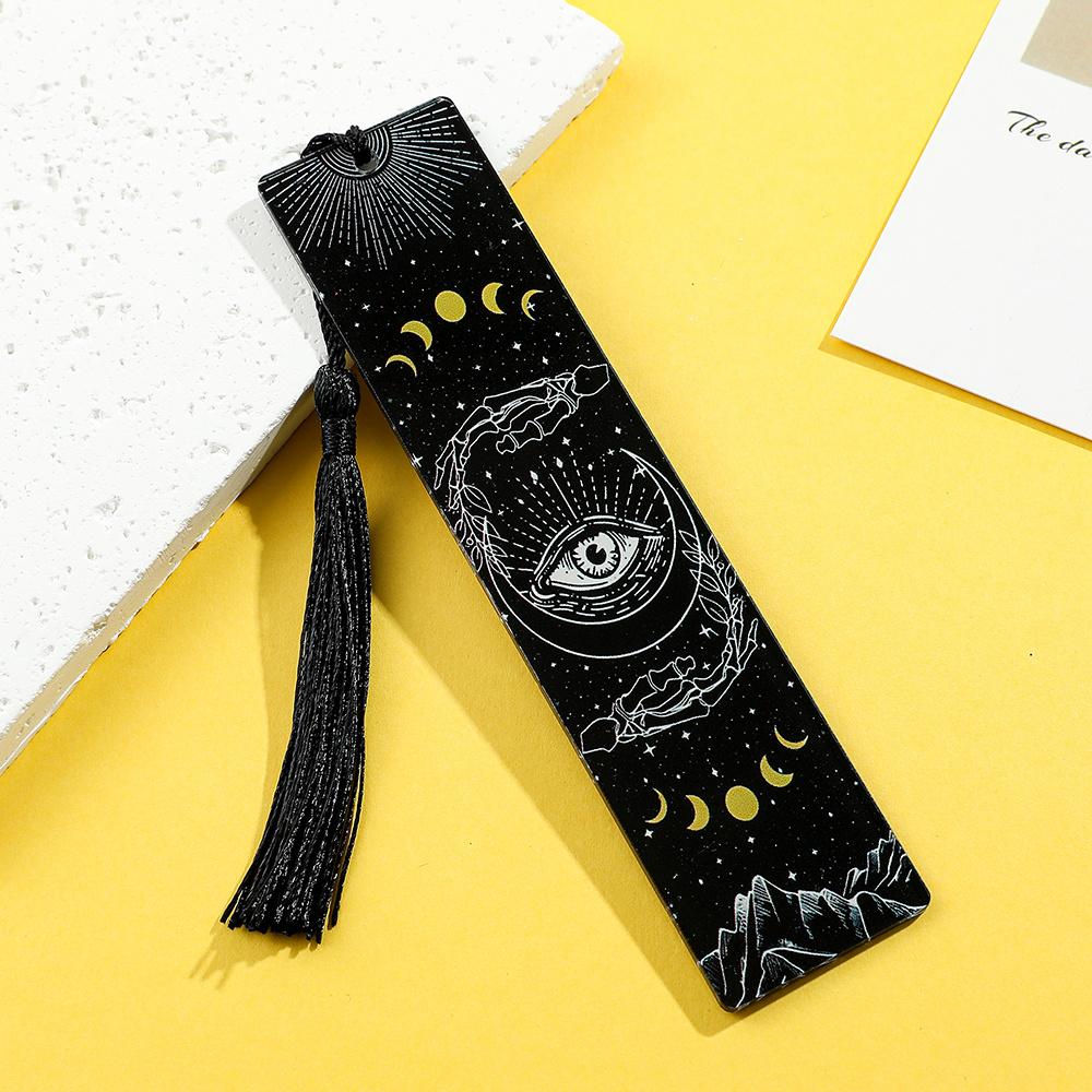 1PC Segnalibro serie in bianco e nero in stile scuro: segnalibro in acrilico con ciondolo, regalo di compleanno e Natale per gli amanti dei libri