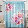 2PC Home Decoration Curtains With Diagonal Flower And Rod Pocket Curtains, Kitchen, Coffee Shop, Living Room, Balcony, Garden