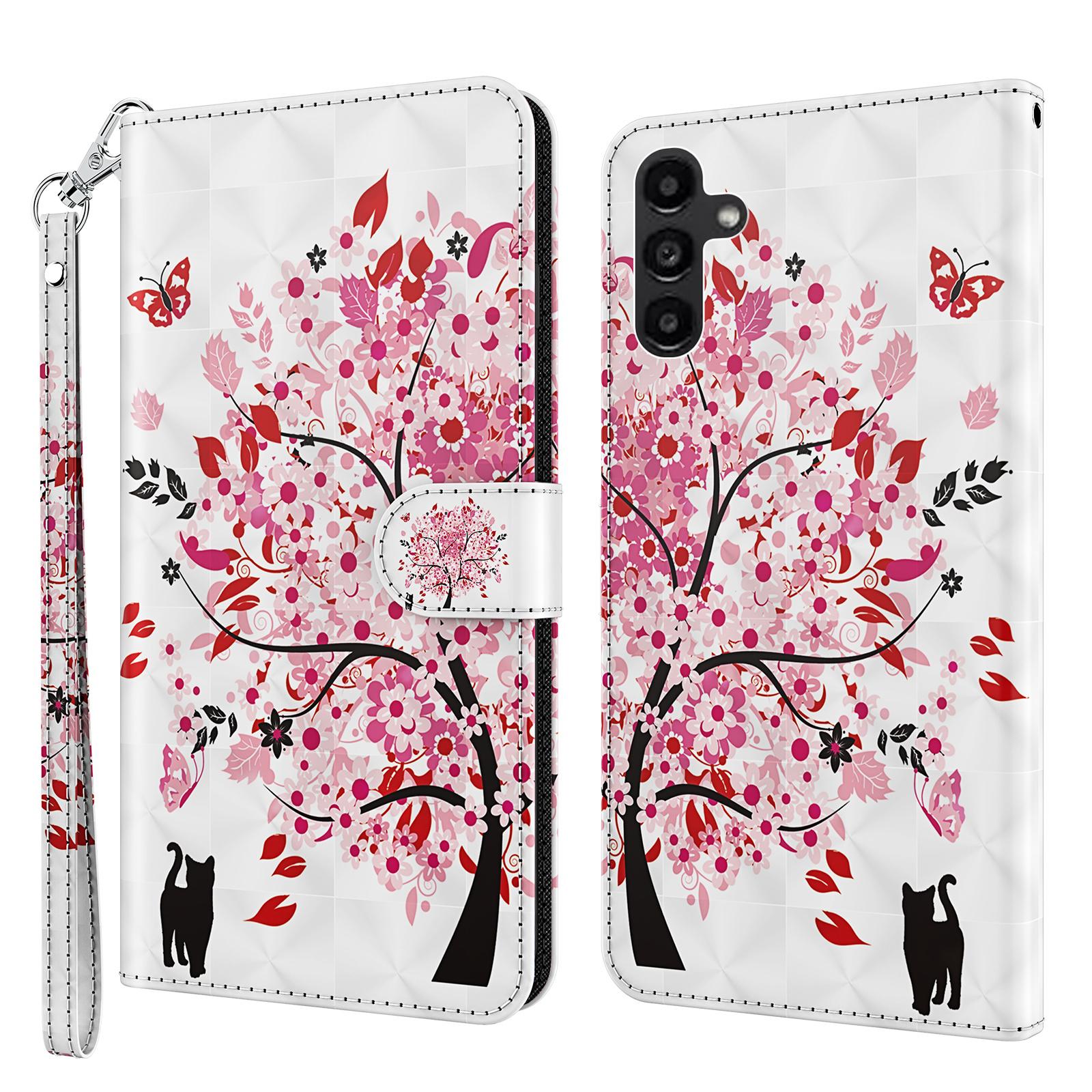 

For Samsung Galaxy A05s 4G Case Flip PU Leather 3D Pattern Printing Phone Cover Wish Tree