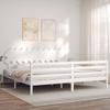 VidaXL Bed Frame with Headboard White 200x200 Cm Solid Wood 3195307