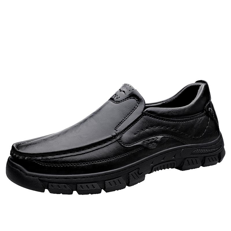 Italian Brand Thick Soled Handmade Sole Men's Leather Casual Shoes Fashionable New Men's Loafers Anti-skid Driving Shoes