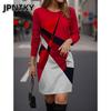 JPNTKY Fashion Autumn Winter Long Sleeve O-Neck Casual Dresses