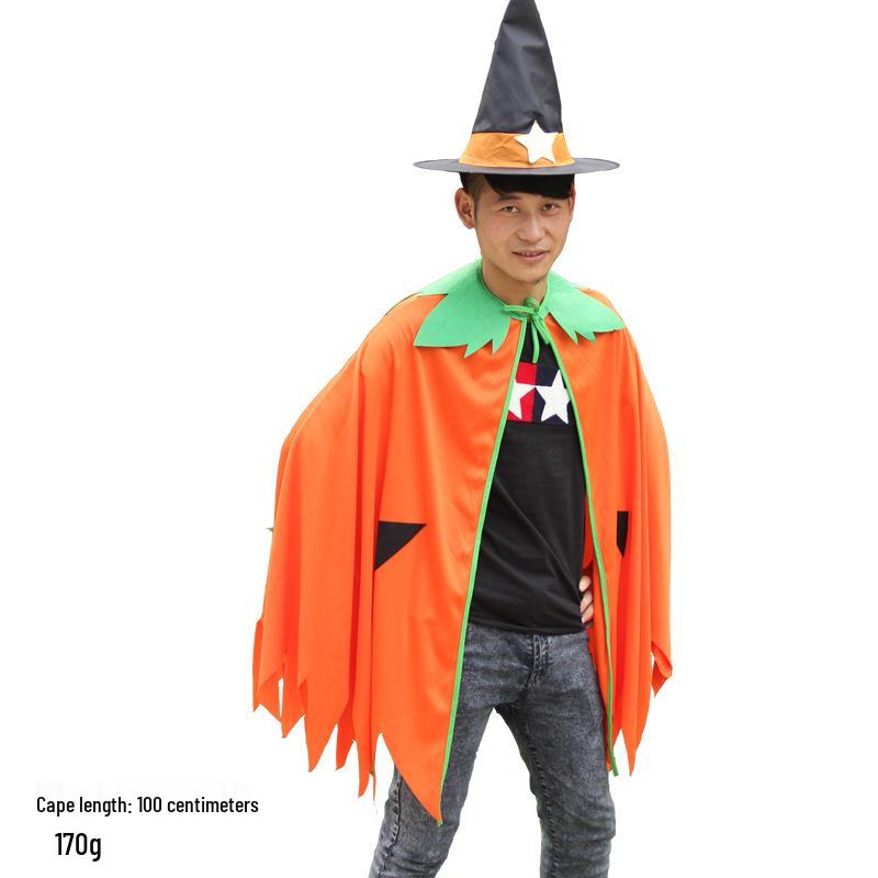 Halloween Pumpkin Costume for Kids and Adults: Masquerade Dress-Up Cloak and Outfit for Parent-Child Performance