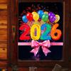1/2 Folhas 2026 Ano Novo Adesivo de Janela Removível Impermeável Estático Adesivo de Vidro Feliz Ano Novo Decalque de Decoração de Festival Feriado