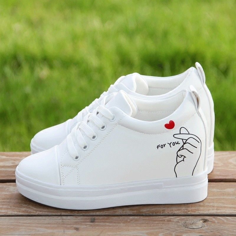 Fashion Inner Heightening Women's Shoes New White Vulcanized Shoes Platform Hidden Slope Heel Casual Sneakers Shoes