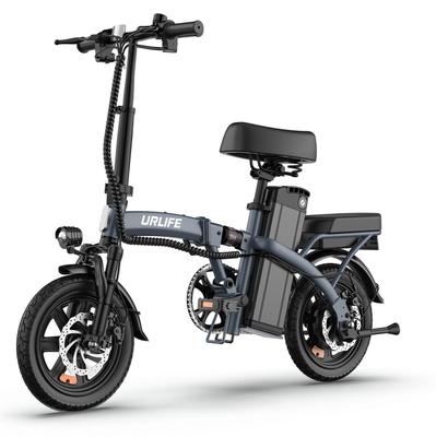 URLIFE Vélo Électrique F1L pour Trajets Urbains Avec Siège Remorque Batterie 48V7.5AH Moteur 350W Vélo Électrique Pneus 14 Pouces Vélo Électrique Pliant pour Balades Extérieures