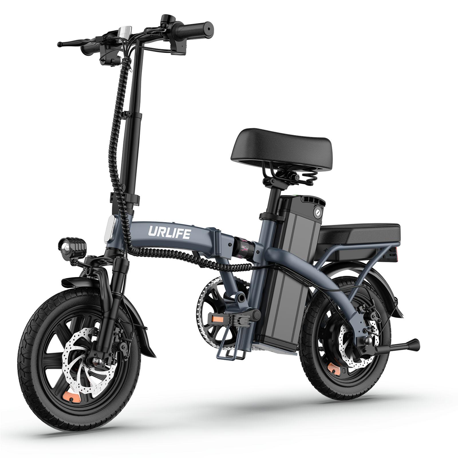 URLIFE F1L Falt-E-Bike für Erwachsene 48V7.5AH Akku 350W Motor Elektrofahrrad 14 Zoll Reifen Urbanes Pendler-Elektrofahrrad blau