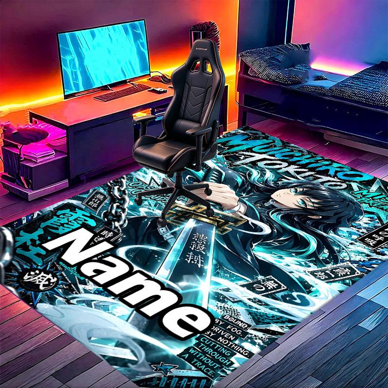 Benutzerdefinierter Name Personalisierter Demon Slayer Druck Teppich, Vielseitiger Heimdekor Teppich, für Spielzimmer, Wohnung, Balkon, Eingangsbereich, Flur Geschenk