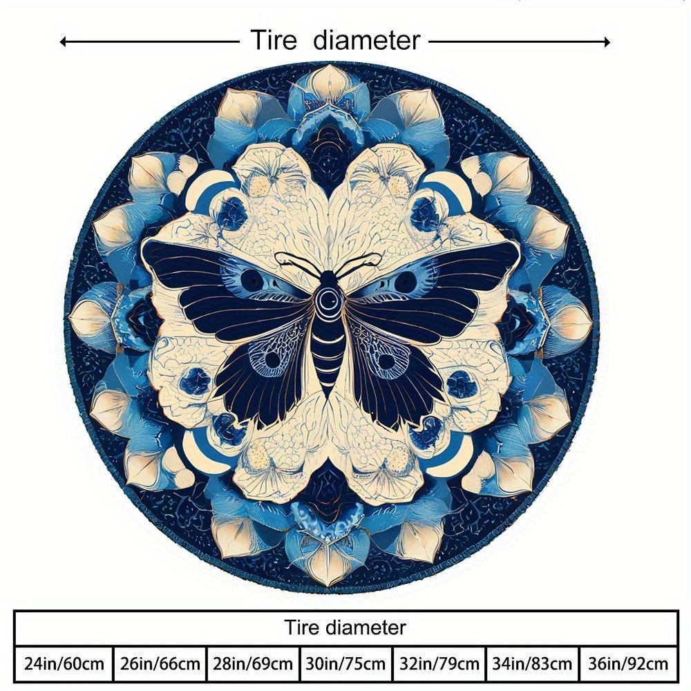Blue Butterfly Mandala Car Tire Cover Bohemian Polyester Waterproof Spare Wheel Protector