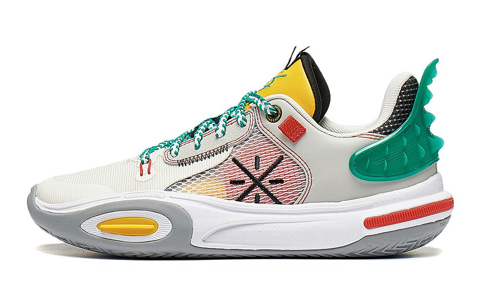 Li Ning YOUNG Synthetic Leather Low top Children s Basketball Shoes White Gray YKBT066-5 39