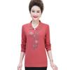 Mom spring long-sleeved shirt middle old woman grandma spring and autumn women's shirt old woman clothes