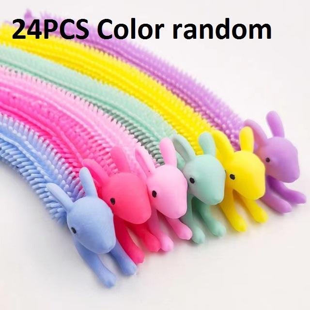 30-3PCS Funny Unicorn Pull Worm Noodle Fidget Toys Stretch String TPR Rope Anti Stress Toys String Stress Relief Autism Vent Toy
