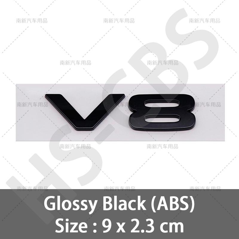3D ABS Bilmotor Slagvolym Logotyp V8 Bokstav Emblemet Bakluckeemblem Auto Baklucke Dekaler