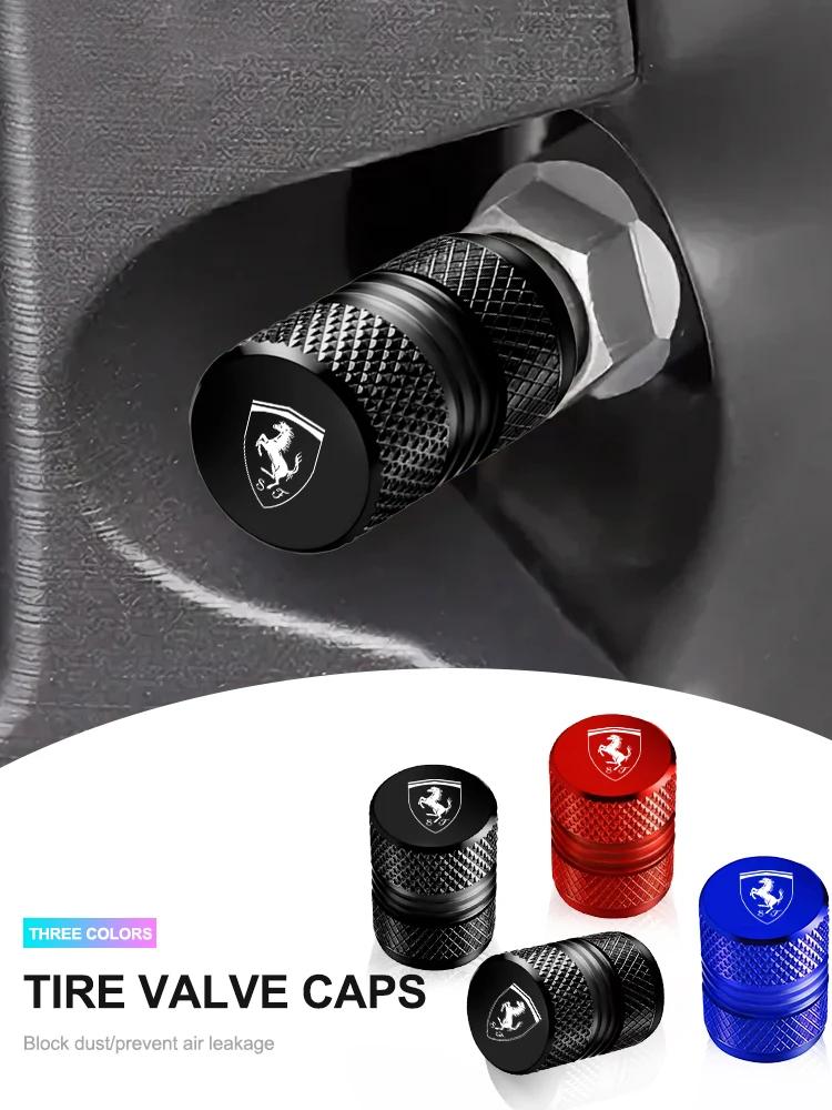For F-Ferrari Roma 488 296 SF90 F8 F80 KC23 SP8 F40 599 575M 4Pcs Metal Car Tire Valve Cover Wheel Stem Dustproof Air Cap Case HS9
