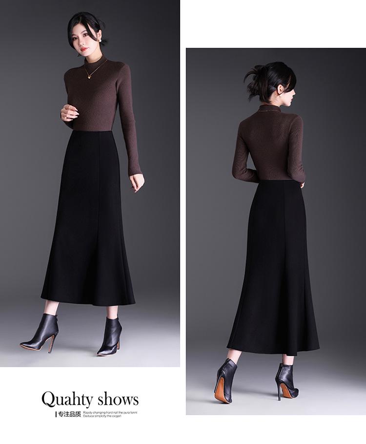 2025 Winter Long Woolen High-Waisted Fishtail Pencil Skirt