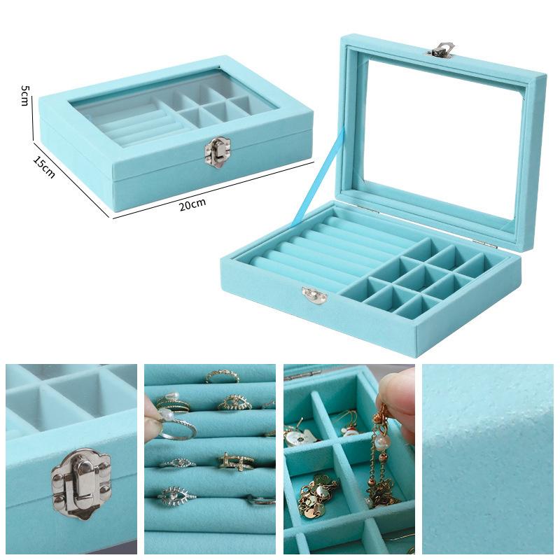 Premium Large Capacity Jewelry Box Flannel Jewelry Box Ring Necklace Jewelry Earrings Storage Box