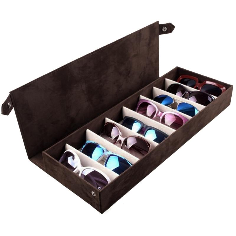 8 Slot Glasses Storage Box Rectangle Sunglasses Storage Container Holder for Home Bedroom Dormitory Tabletop Storage