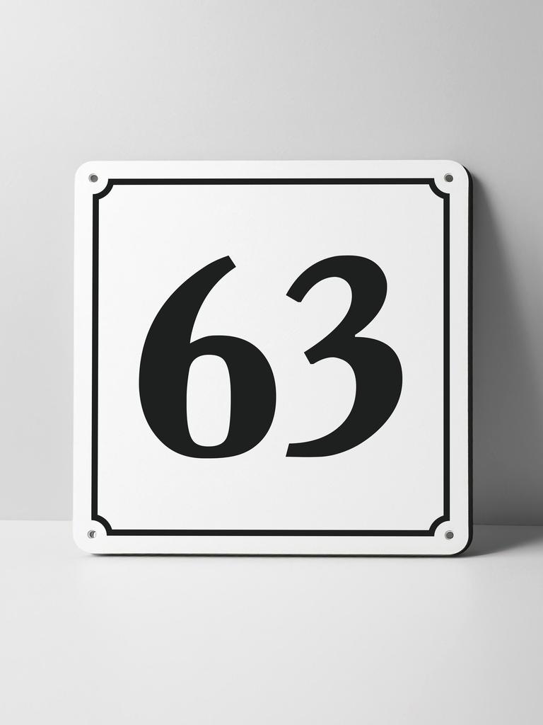 Metal Sign Black House Number On White Background Outdoor Wall Art Decor