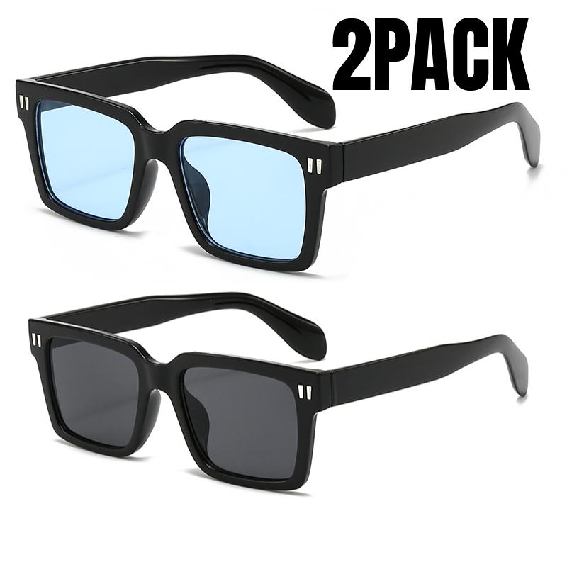 2PACK Classic Rivet Arrow Luxury Brand Designer Square Sunglasses Women for Men Popular Vintage Punk Outdoor Driving Glasses