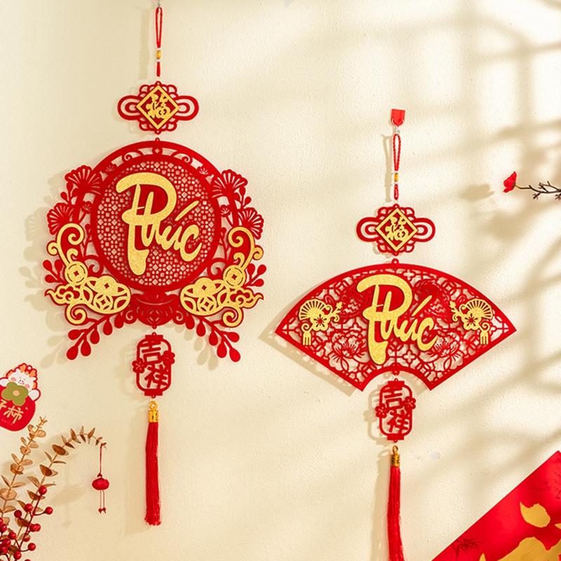 Lunar New Year Decoration Spring Festival Tassel Pendant Door Hanging Red Couplets Vietnam Characters Wall Decor Van Su Nhu Y