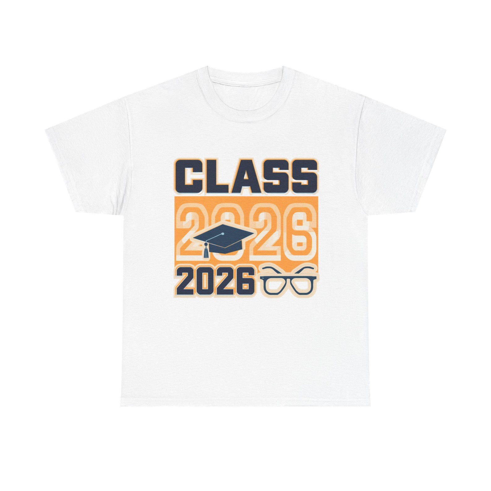 Class of 2026 Graduation T-Shirt | Collegiate Cap and Glasses Tee L