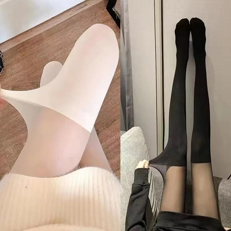 Women's Stockings Pantyhose Patchwork Sheer Thigh High Stockings Tights Women Female Hosidery Over Knee Stripe Pantyhose