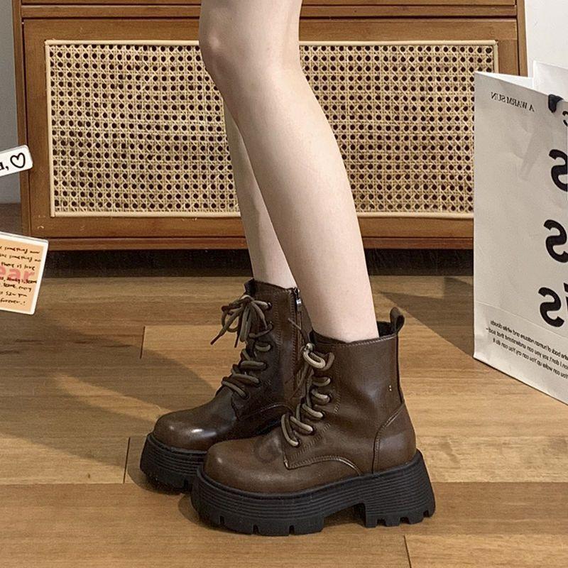 Fashion Round Toe Booties Combat Punk Style Spring Autumn Woman Short Shoes Y2k Trend 2025 Designer Luxury Hot Pu Ankle Boots for Women
