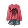 Womens Casual Fashion Christmas Yak Head Print Crewneck Sweatshirt Regular Fit Daily Wear