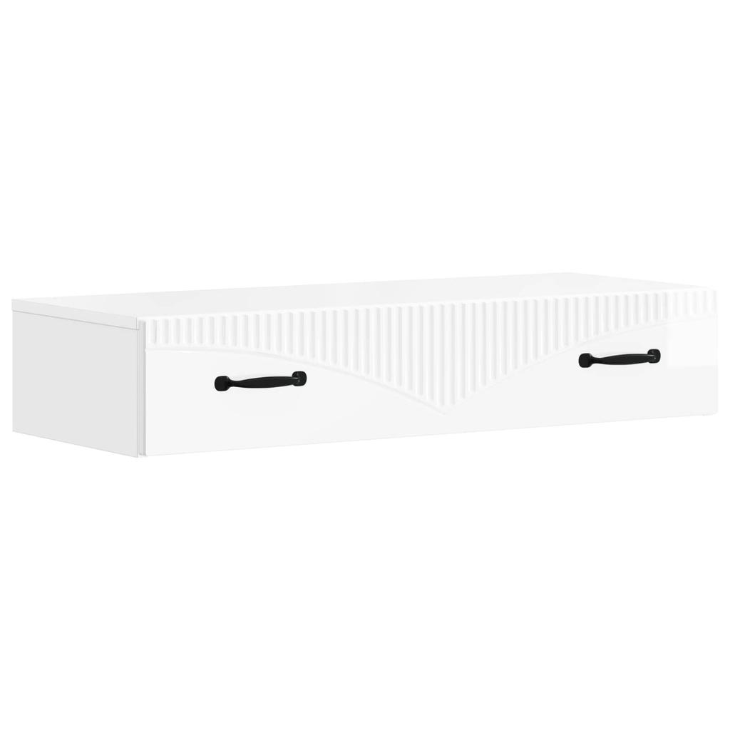 Wall Mounted Side Table High Gloss White 87.5 x 34.5 x 17 cm