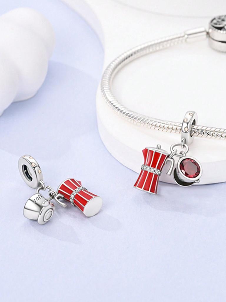 Charms Plata Afternoon Tea Coffee And Juice Beads Charm Copper Plated Fit Charms Original Bracelet For Jewelry Making Diy Charm