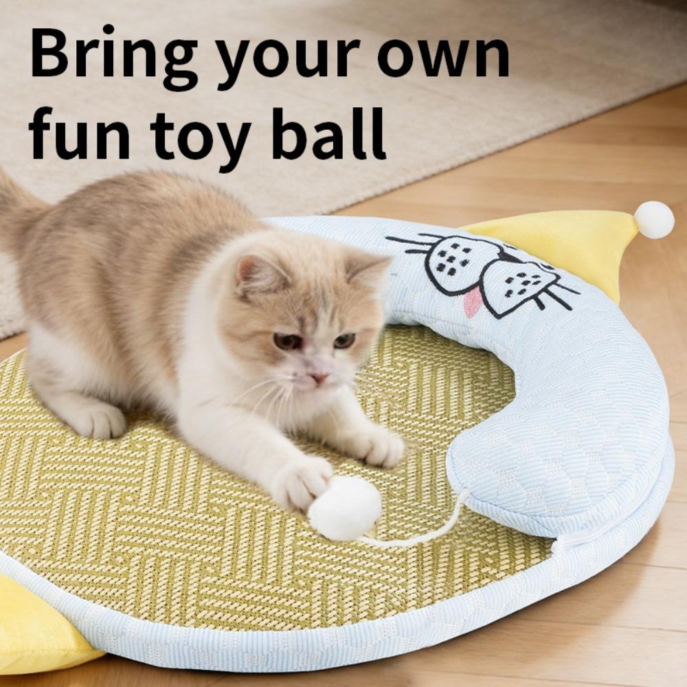 Pet Neck Pillow Cooling Bean Material Arc Design Removable Washable Cooling Mat Anti-Slip Wear Resistant Easy Clean
