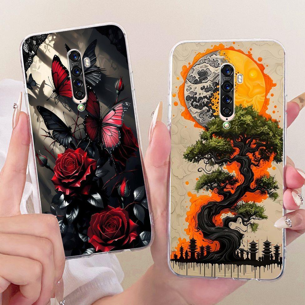 Clear Casing For Oppo Reno2 CPH2577 Phone Case For Oppo Reno 2 Cover Fashion Butterfly Funny Cute Painted